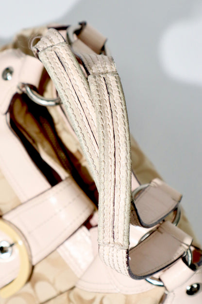 Vintage Coach Soho Large Shoulder Bag in Beige & Pink (F17408)