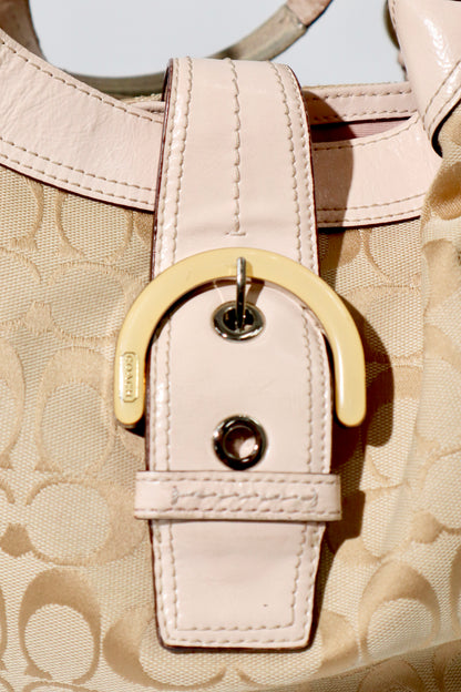 Vintage Coach Soho Large Shoulder Bag in Beige & Pink (F17408)