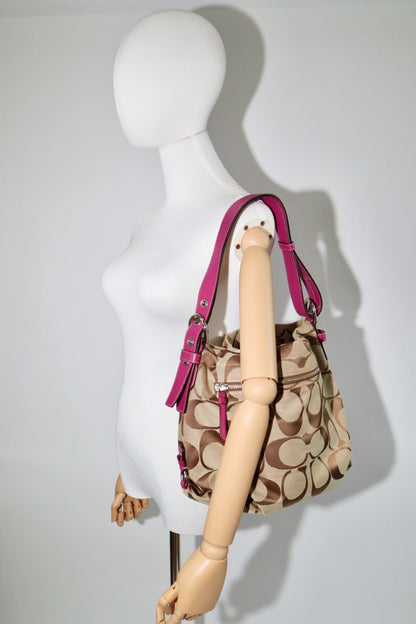 Coach Signature Canvas Crossbody Bag in Purple (Large)