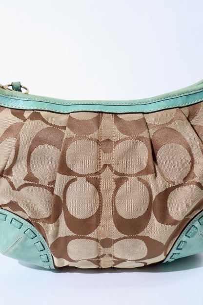 Vintage Coach 12227 Ergo Shoulder Bag with Turquoise Trim (Rare Find)