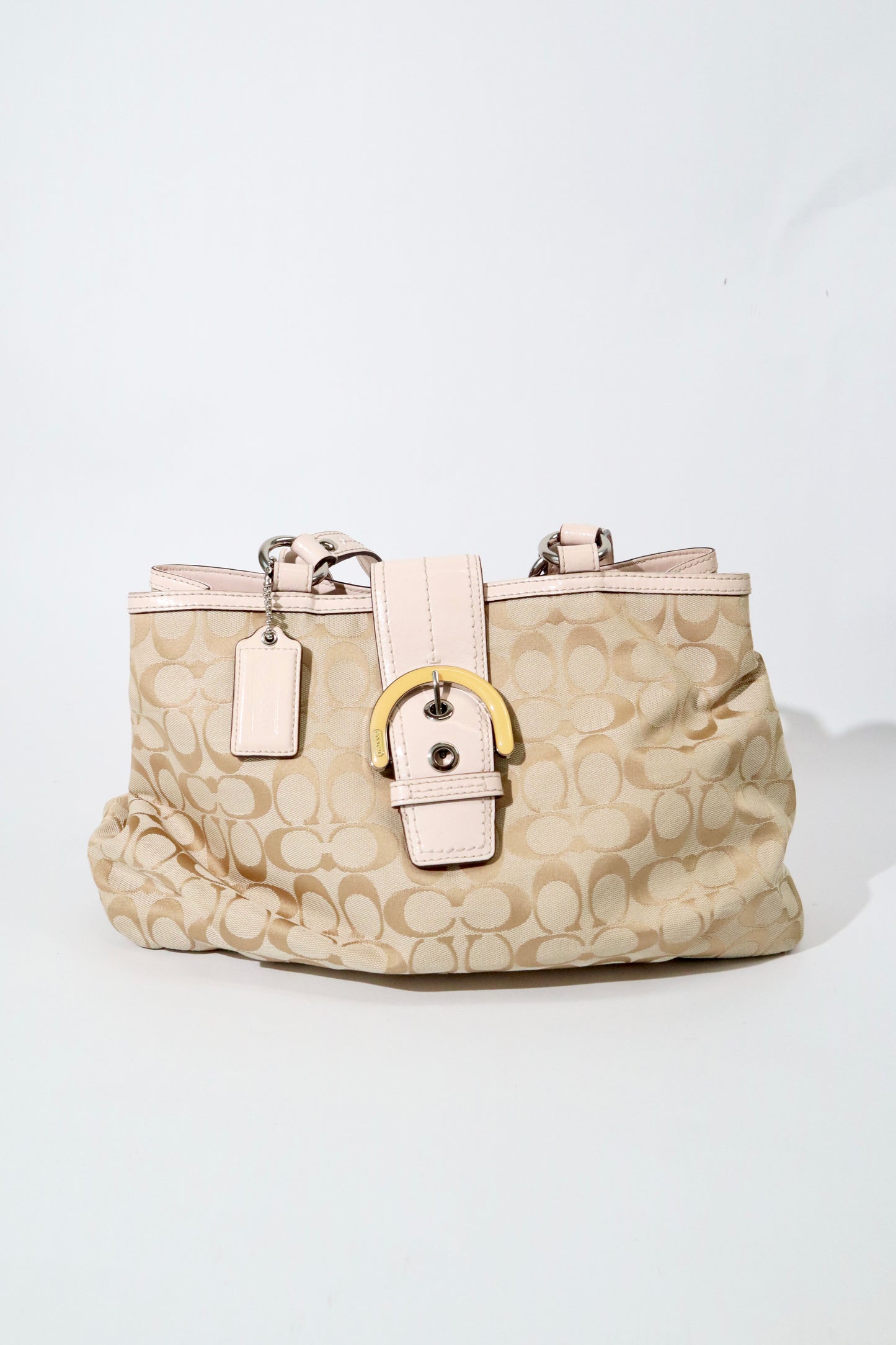 Vintage Coach Soho F18750 Tote Shoulder Bag in Beige/Pink
