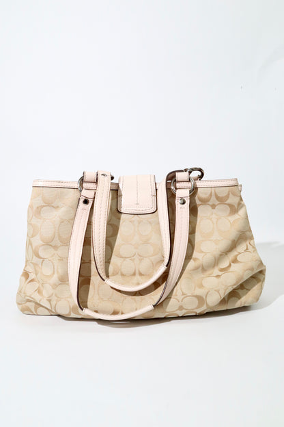 Vintage Coach Soho F18750 Tote Shoulder Bag in Beige/Pink