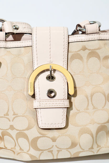 Vintage Coach Soho F18750 Tote Shoulder Bag in Beige/Pink