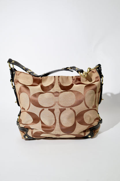 Coach Signature Canvas Carly Shoulder Bag in Black (10620)
