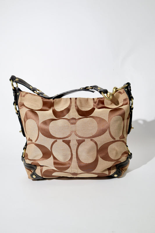Coach Signature Canvas Carly Shoulder Bag in Black (10620)