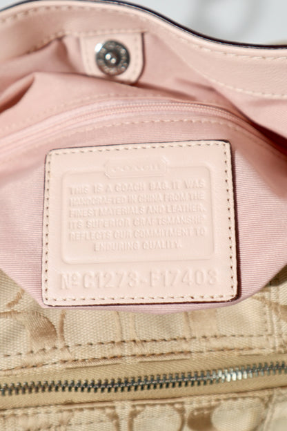 Vintage Coach Soho Large Shoulder Bag in Beige & Pink (F17408)
