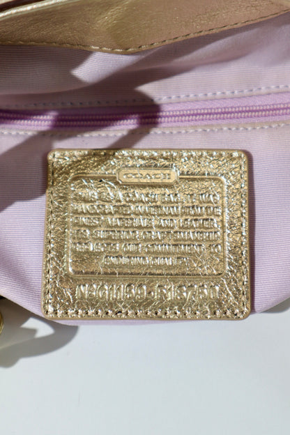Vintage Coach Soho F18750 Tote Shoulder Bag in Beige & Gold