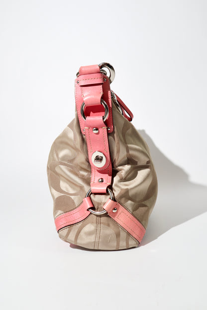 Coach Signature Canvas Carly Shoulder Bag in Baby Pink (13306)
