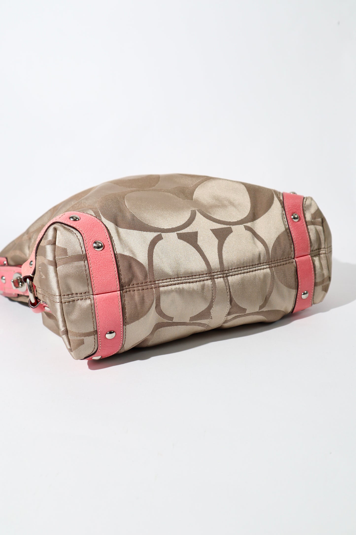 Coach Signature Canvas Carly Shoulder Bag in Baby Pink (13306)