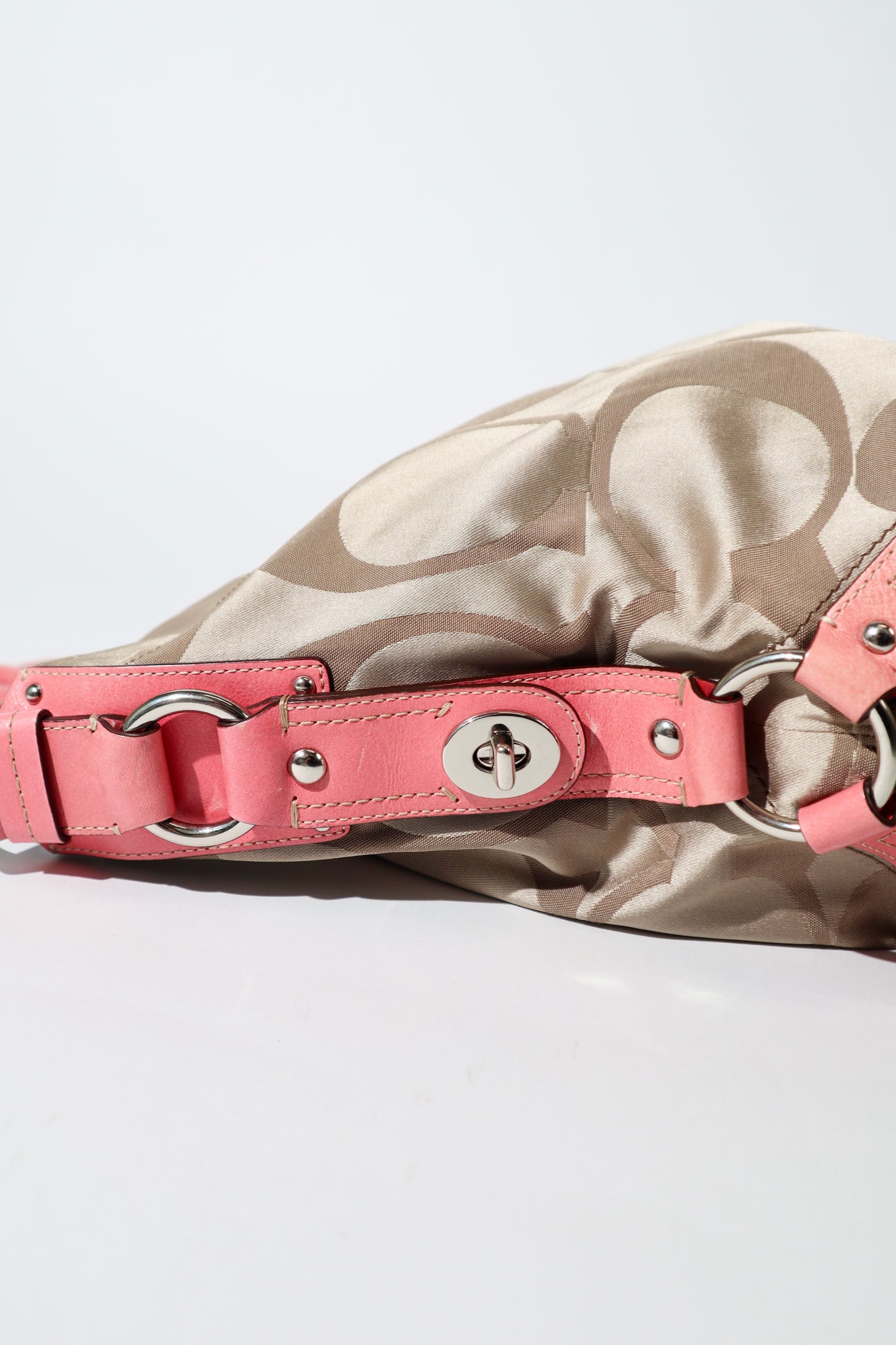 Coach Signature Canvas Carly Shoulder Bag in Baby Pink (13306)