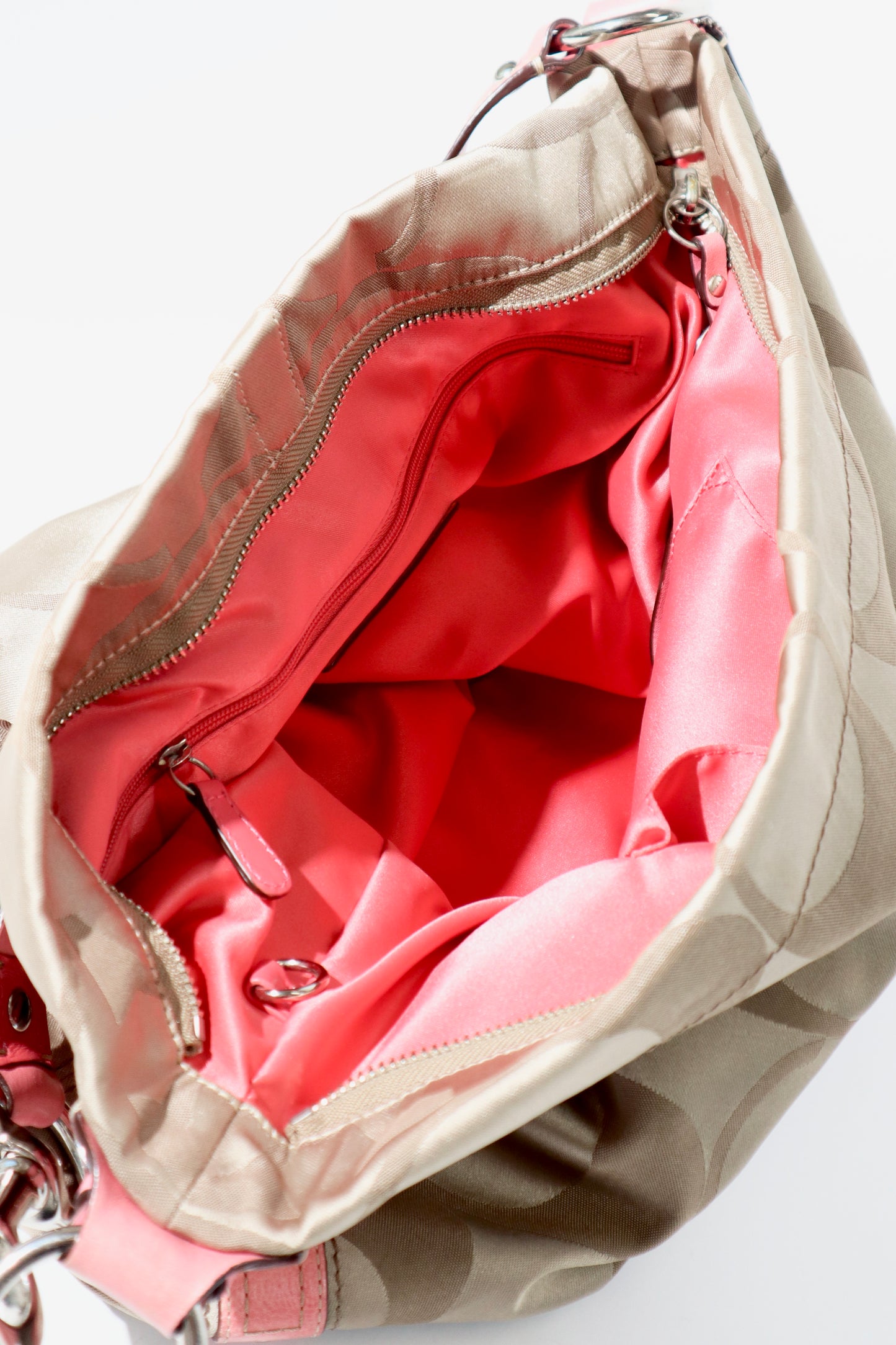 Coach Signature Canvas Carly Shoulder Bag in Baby Pink (13306)