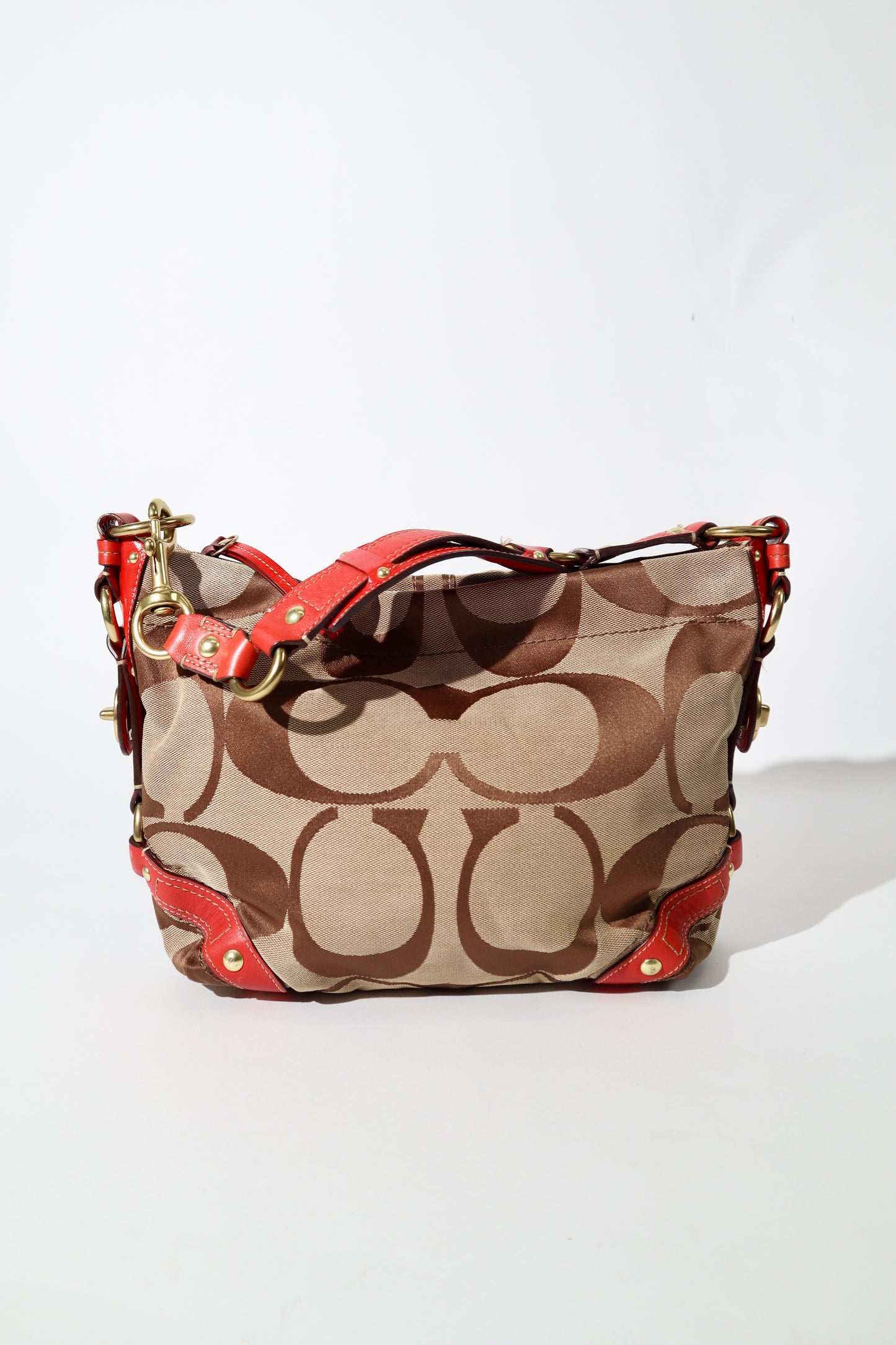 Coach Signature Mini Carly Bag with Red Leather Detail - 1867