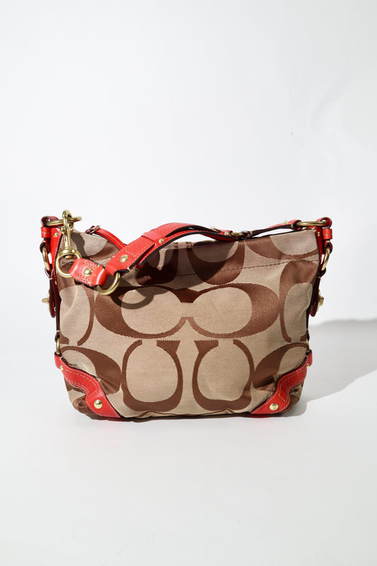 Coach Signature Mini Carly Bag with Red Leather Detail - 1867