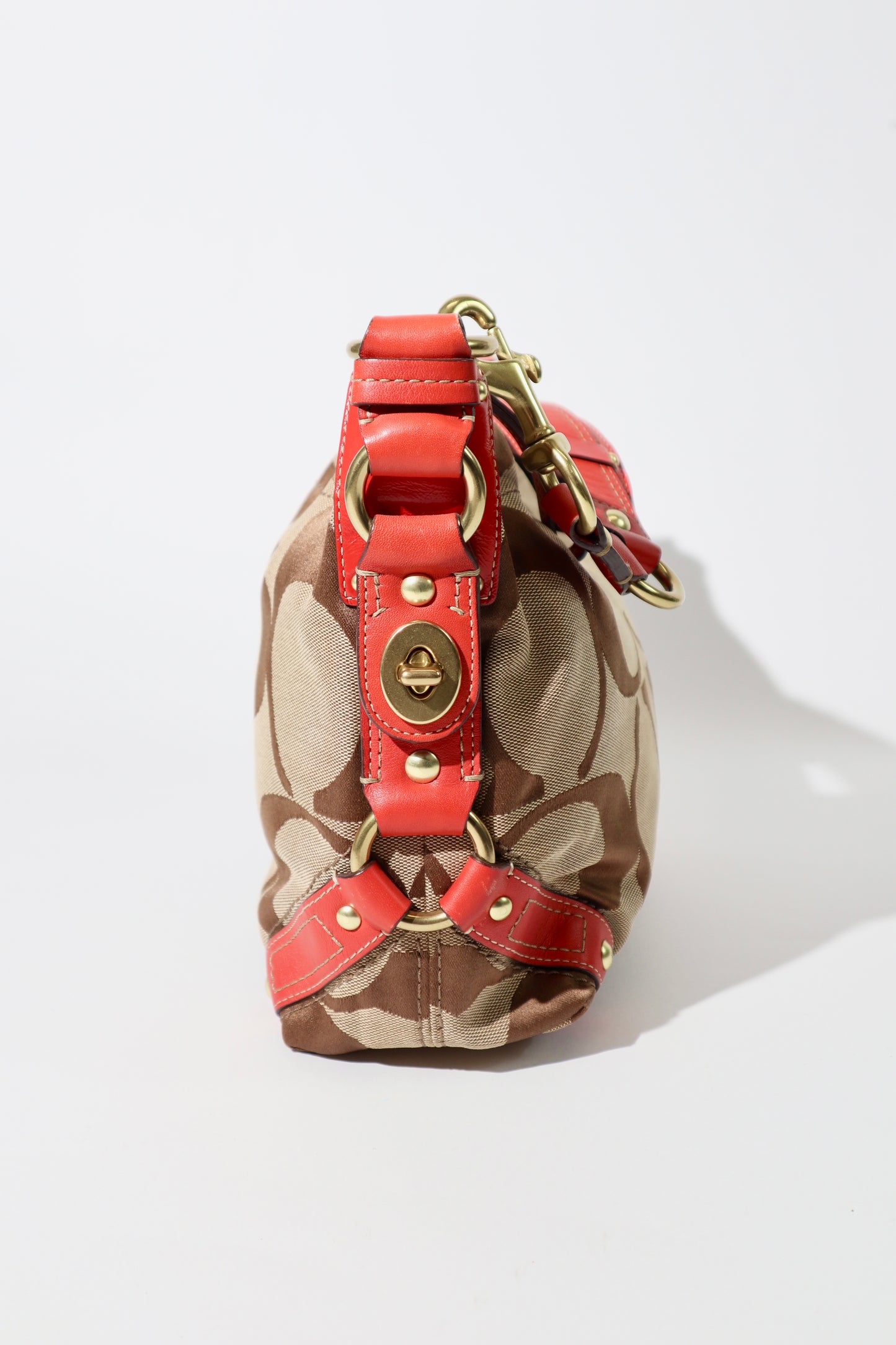 Coach Signature Mini Carly Bag with Red Leather Detail - 1867
