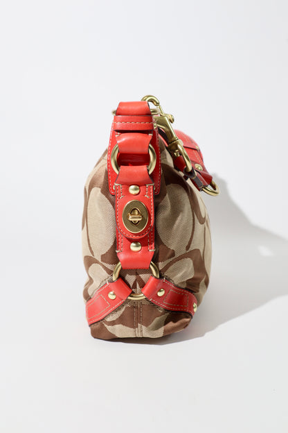 Coach Signature Mini Carly Bag with Red Leather Detail - 1867