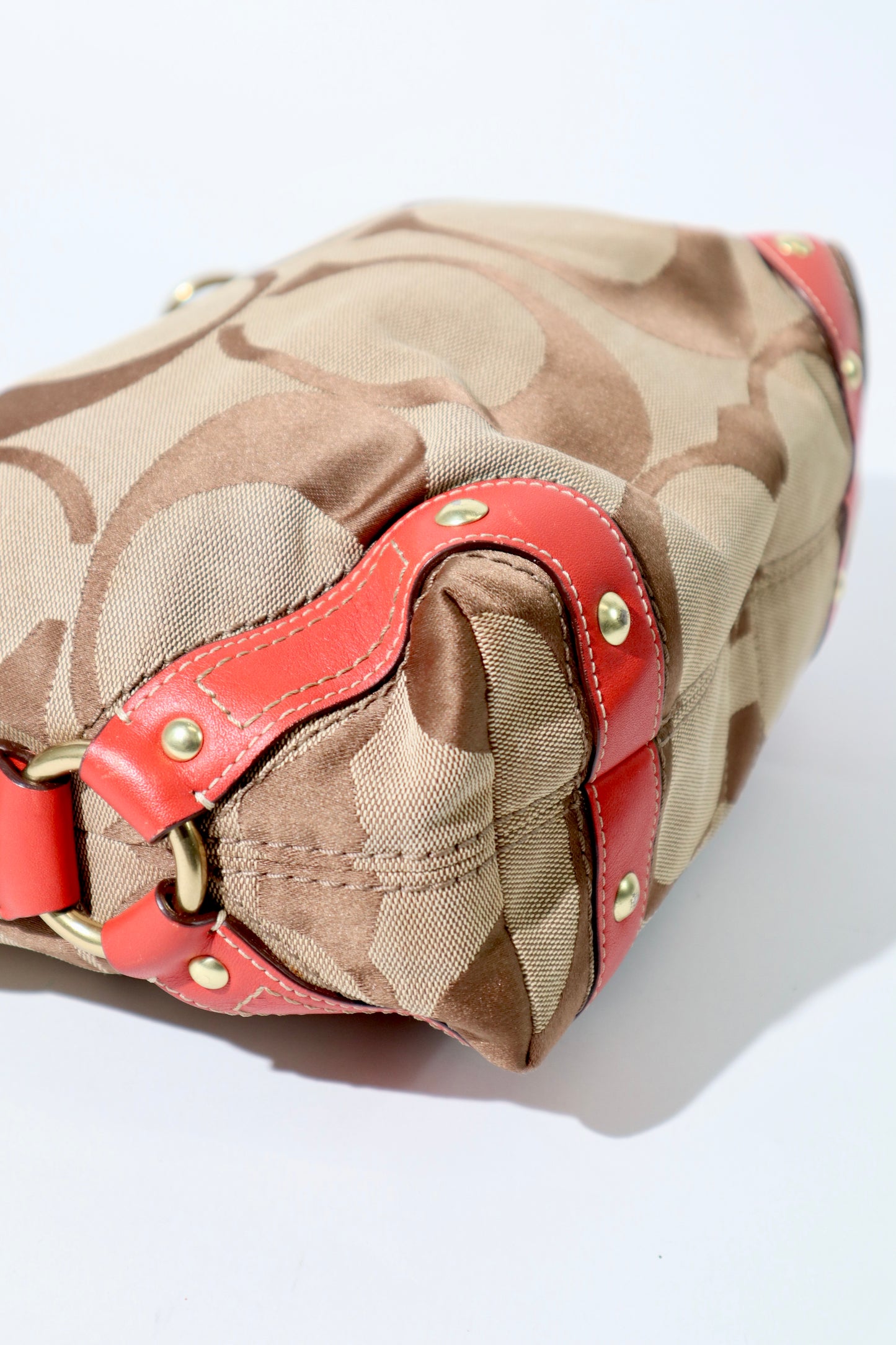 Coach Signature Mini Carly Bag with Red Leather Detail - 1867
