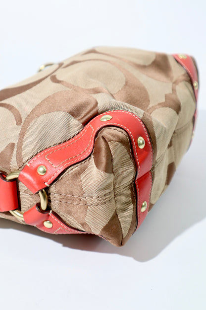 Coach Signature Mini Carly Bag with Red Leather Detail - 1867