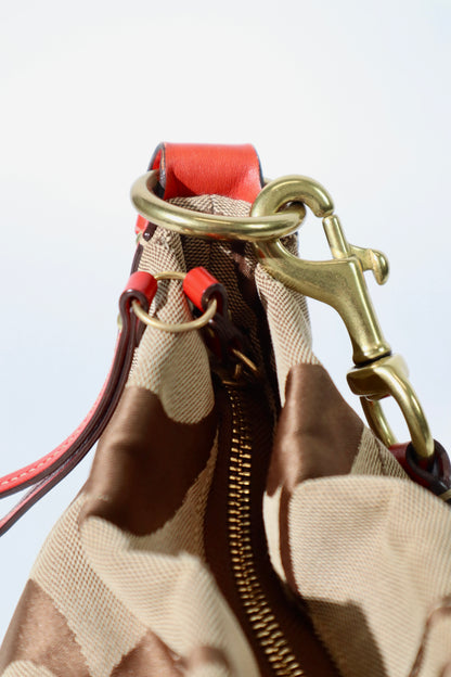 Coach Signature Mini Carly Bag with Red Leather Detail - 1867
