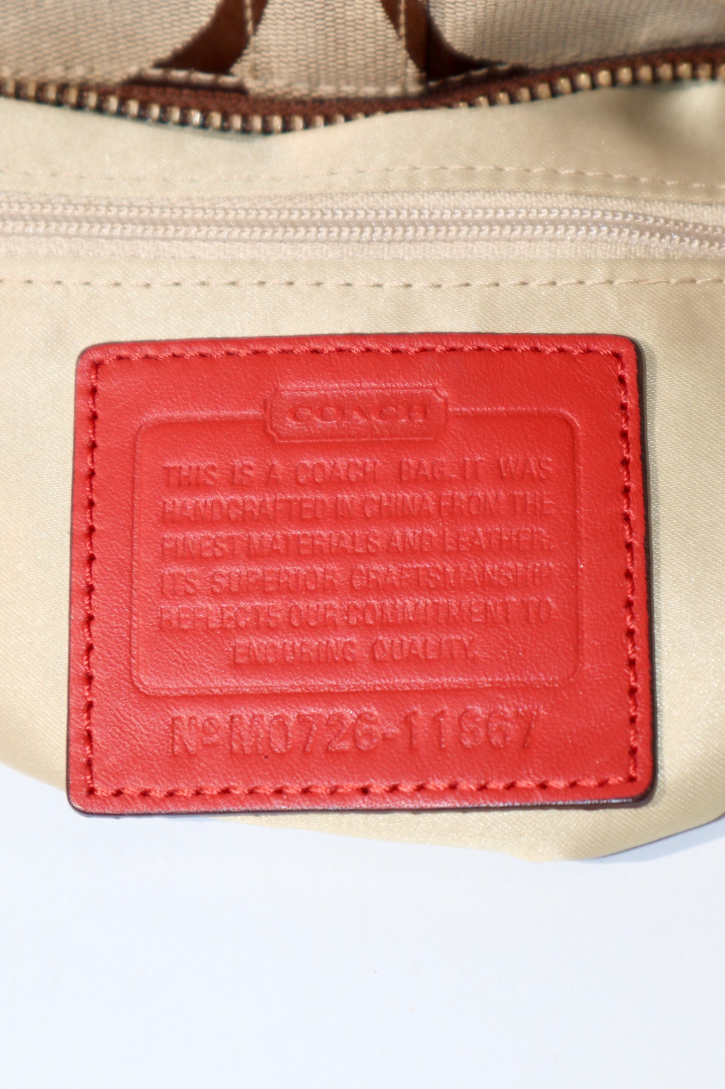 Coach Signature Mini Carly Bag with Red Leather Detail - 1867