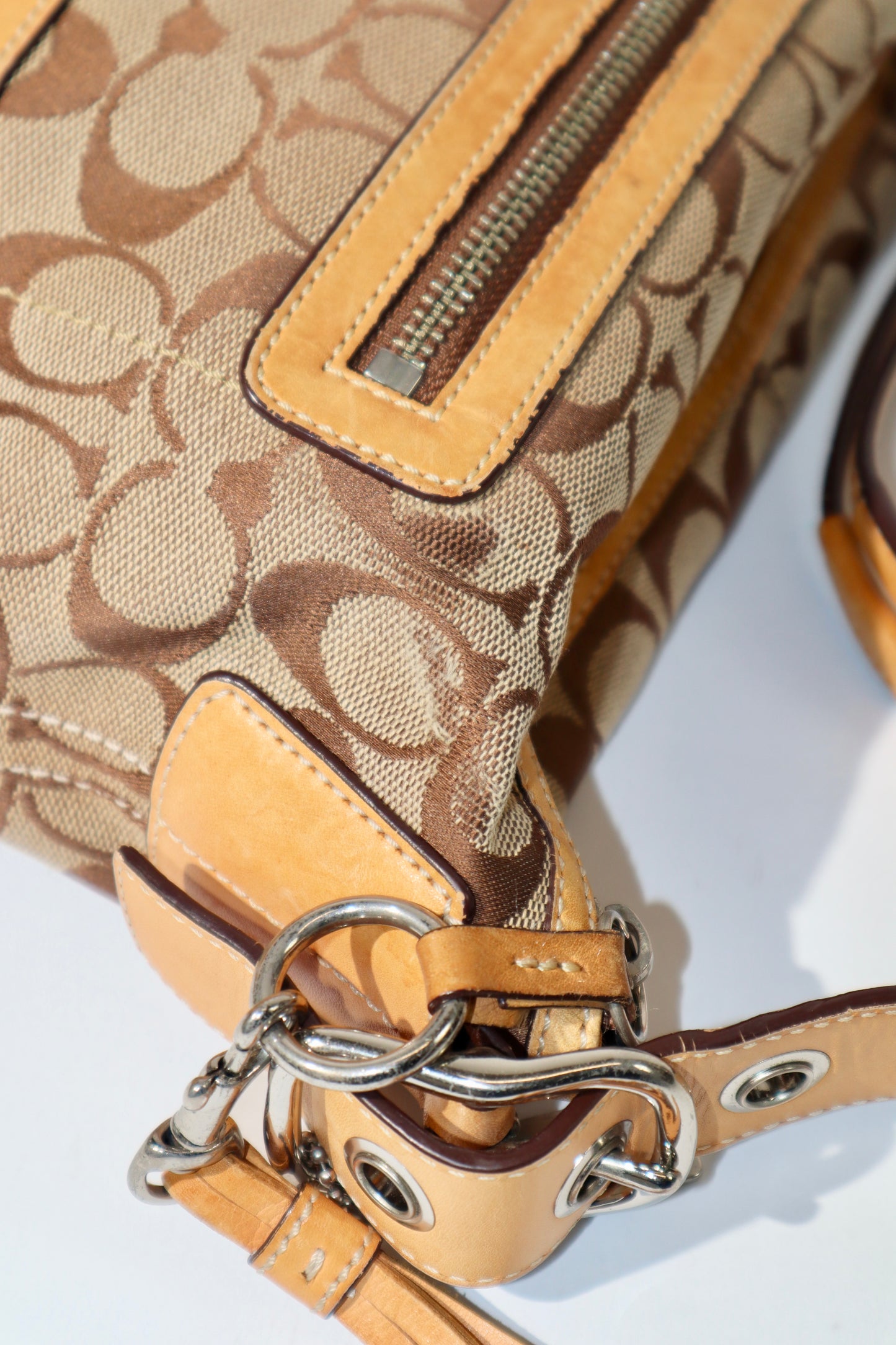 Coach Y2K East West Demi Shoulder Bag in Signature Khaki Canvas - 9363