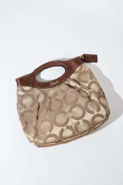 Vintage Coach Brown Signature Handle Clutch Bag (14058)