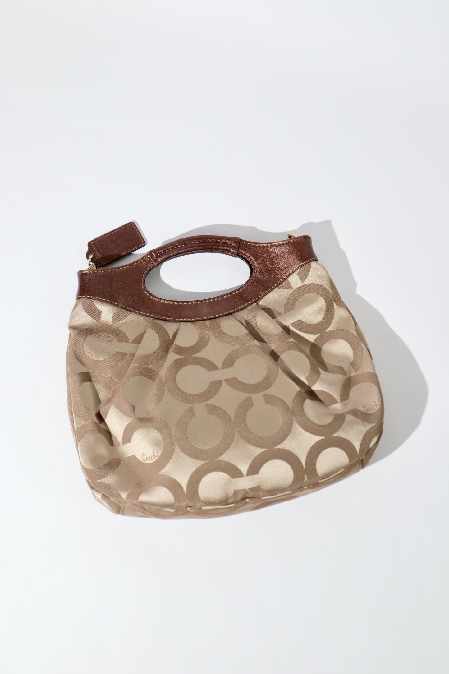 Vintage Coach Brown Signature Handle Clutch Bag (14058)