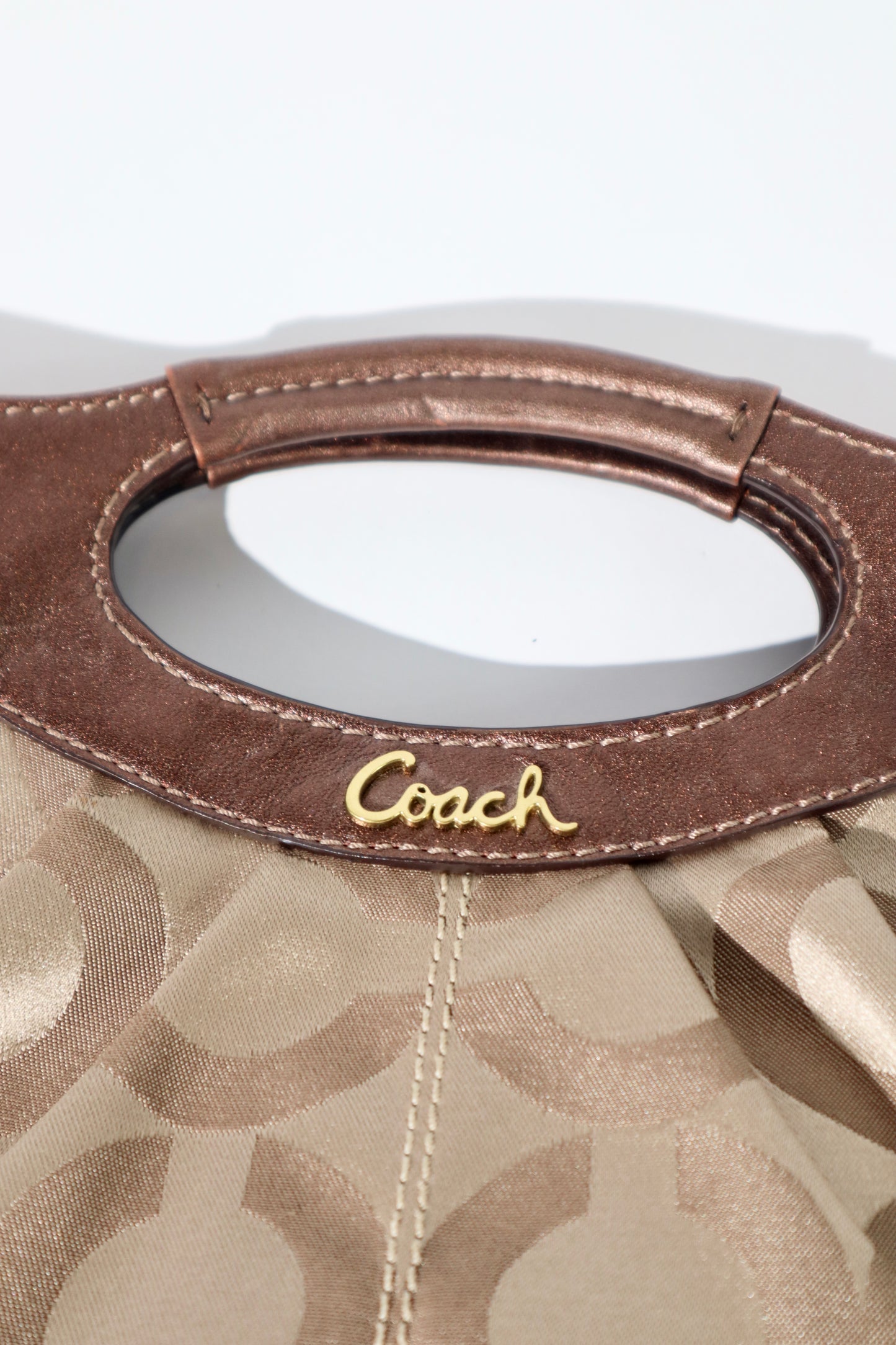 Vintage Coach Brown Signature Handle Clutch Bag (14058)
