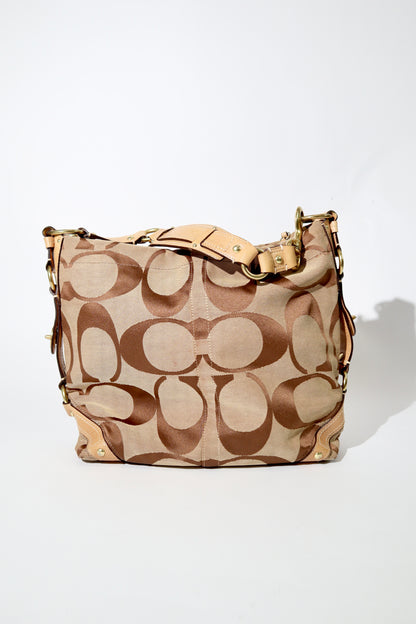 Coach Signature Canvas Carly Shoulder Bag in Brown (10620)