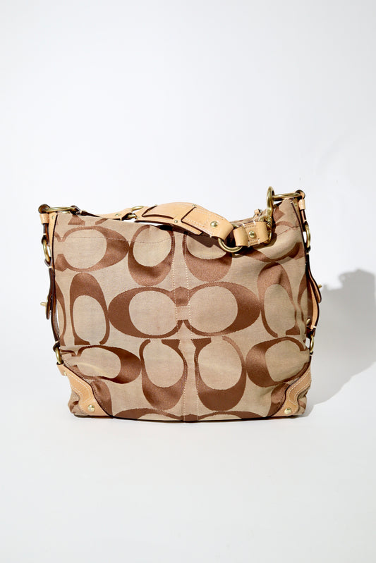 Coach Signature Canvas Carly Shoulder Bag in Brown (10620)