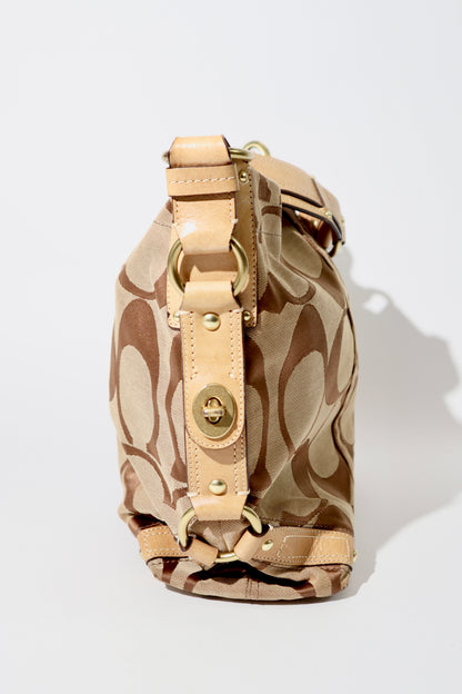 Coach Signature Canvas Carly Shoulder Bag in Brown (10620)