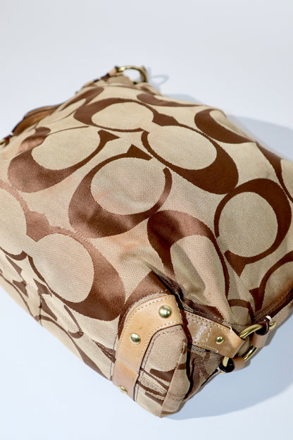 Coach Signature Canvas Carly Shoulder Bag in Brown (10620)