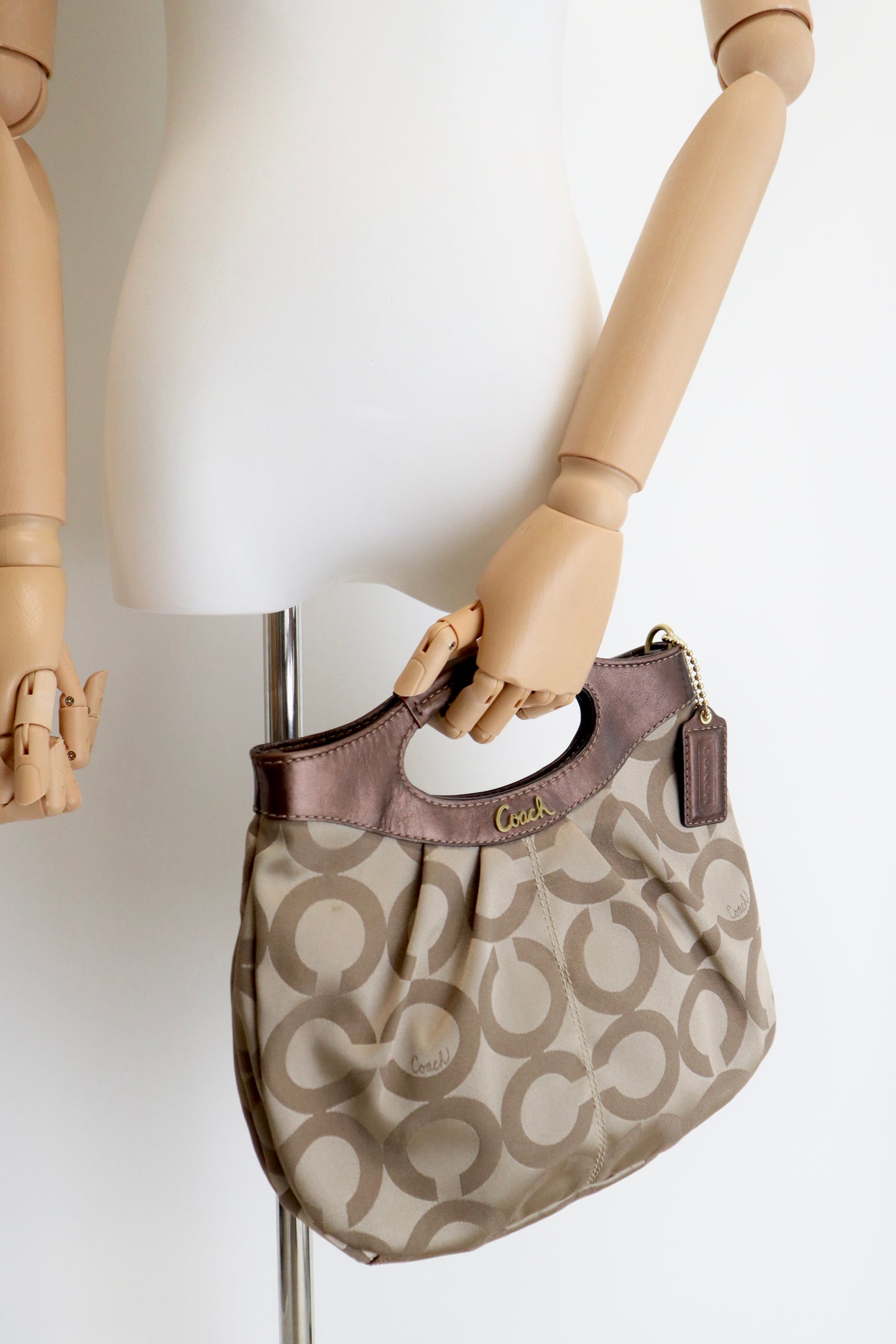 Vintage Coach Brown Signature Handle Clutch Bag (14058)