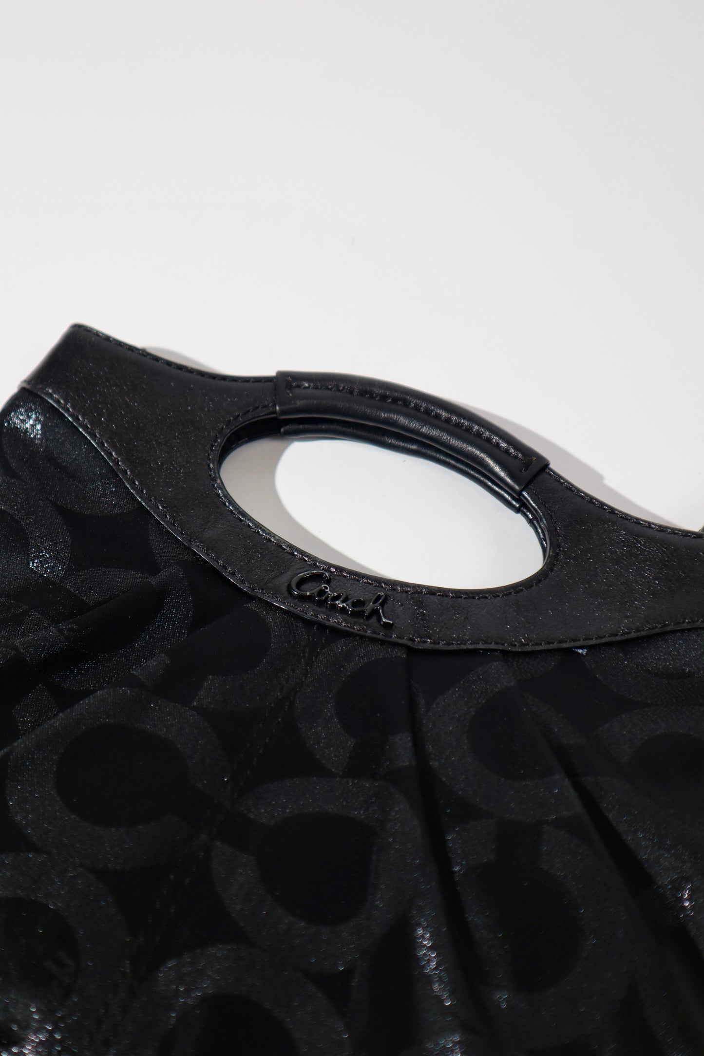 Vintage Coach Black Signature Handle Clutch Bag (14057)