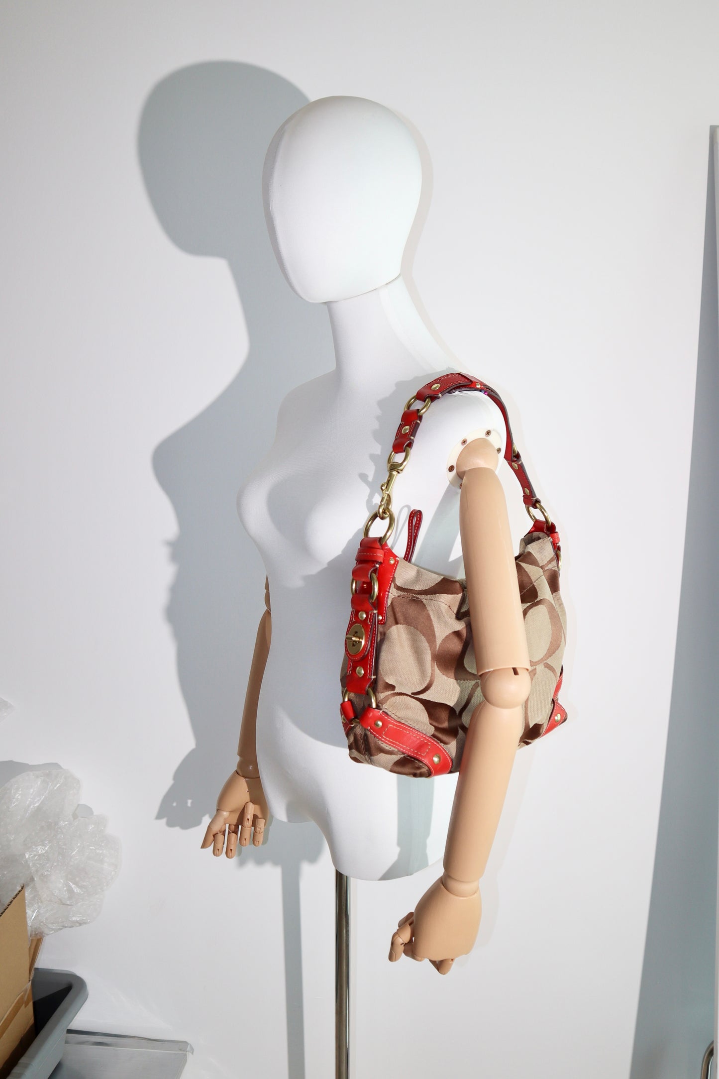 Coach Signature Mini Carly Bag with Red Leather Detail - 1867