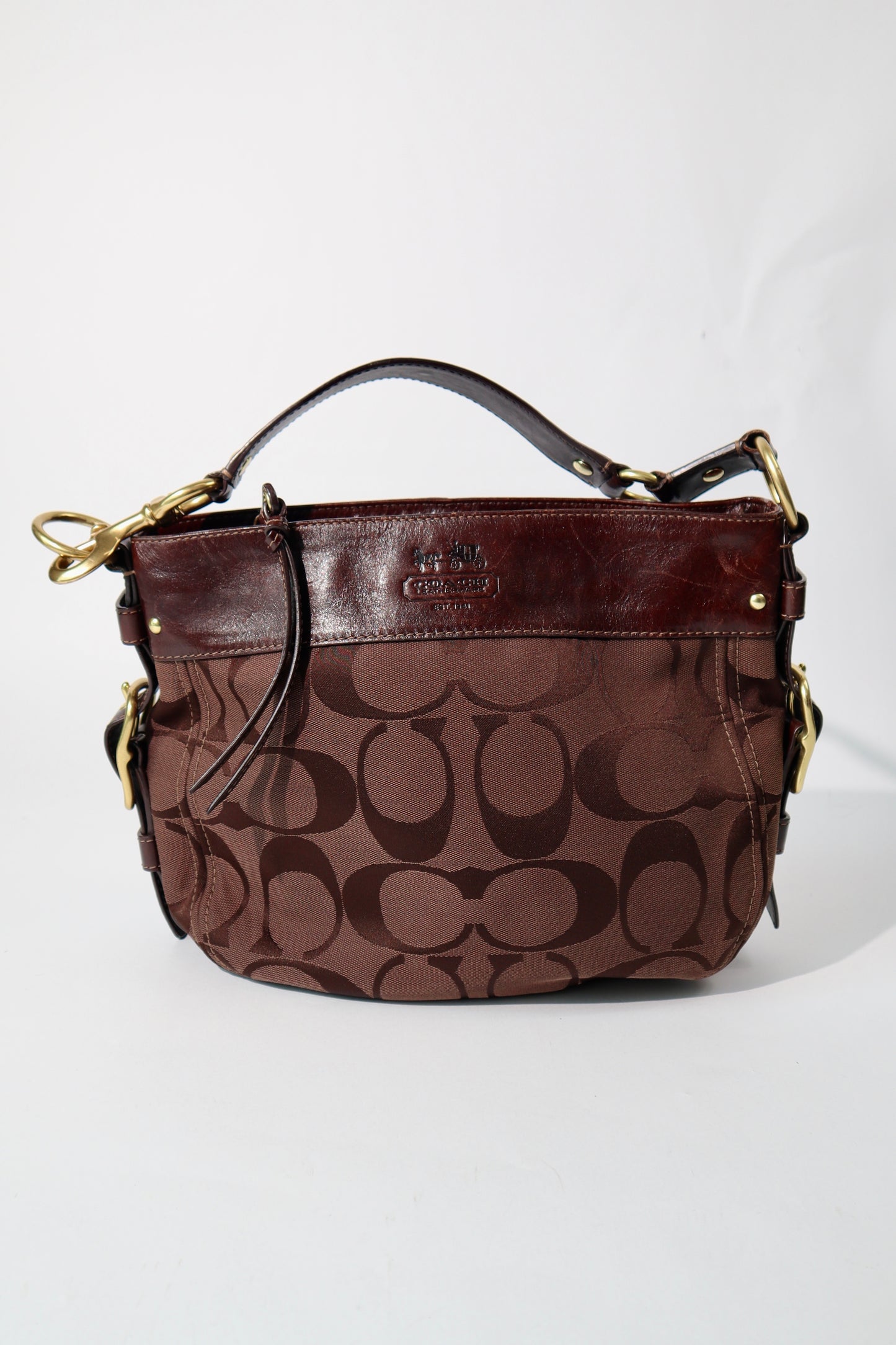 Vintage Coach Zoe Schultertasche in Schokoladenbraun - 12657