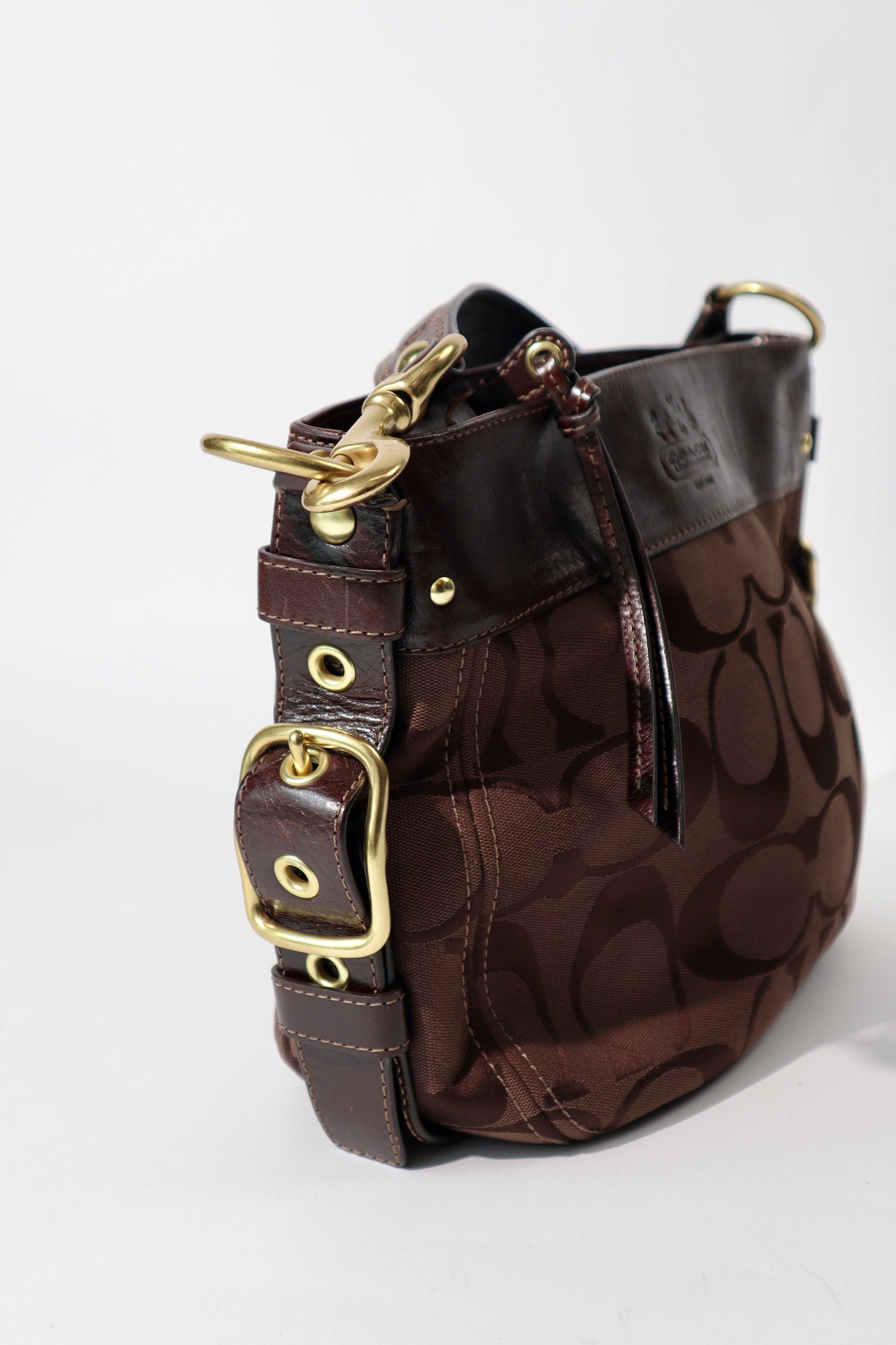 Vintage Coach Zoe Schultertasche in Schokoladenbraun - 12657