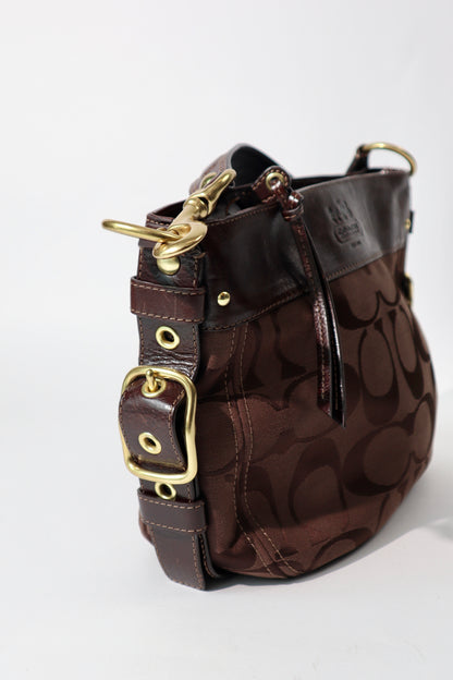 Vintage Coach Zoe Schultertasche in Schokoladenbraun - 12657