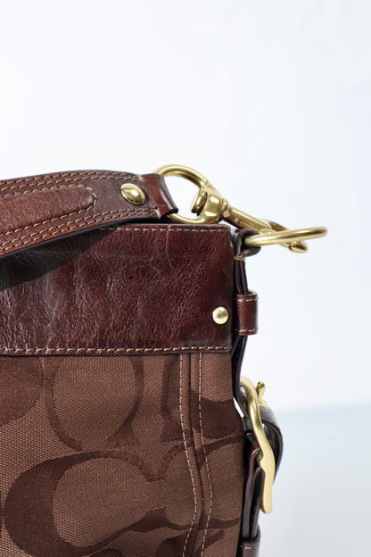Vintage Coach Zoe Schultertasche in Schokoladenbraun - 12657