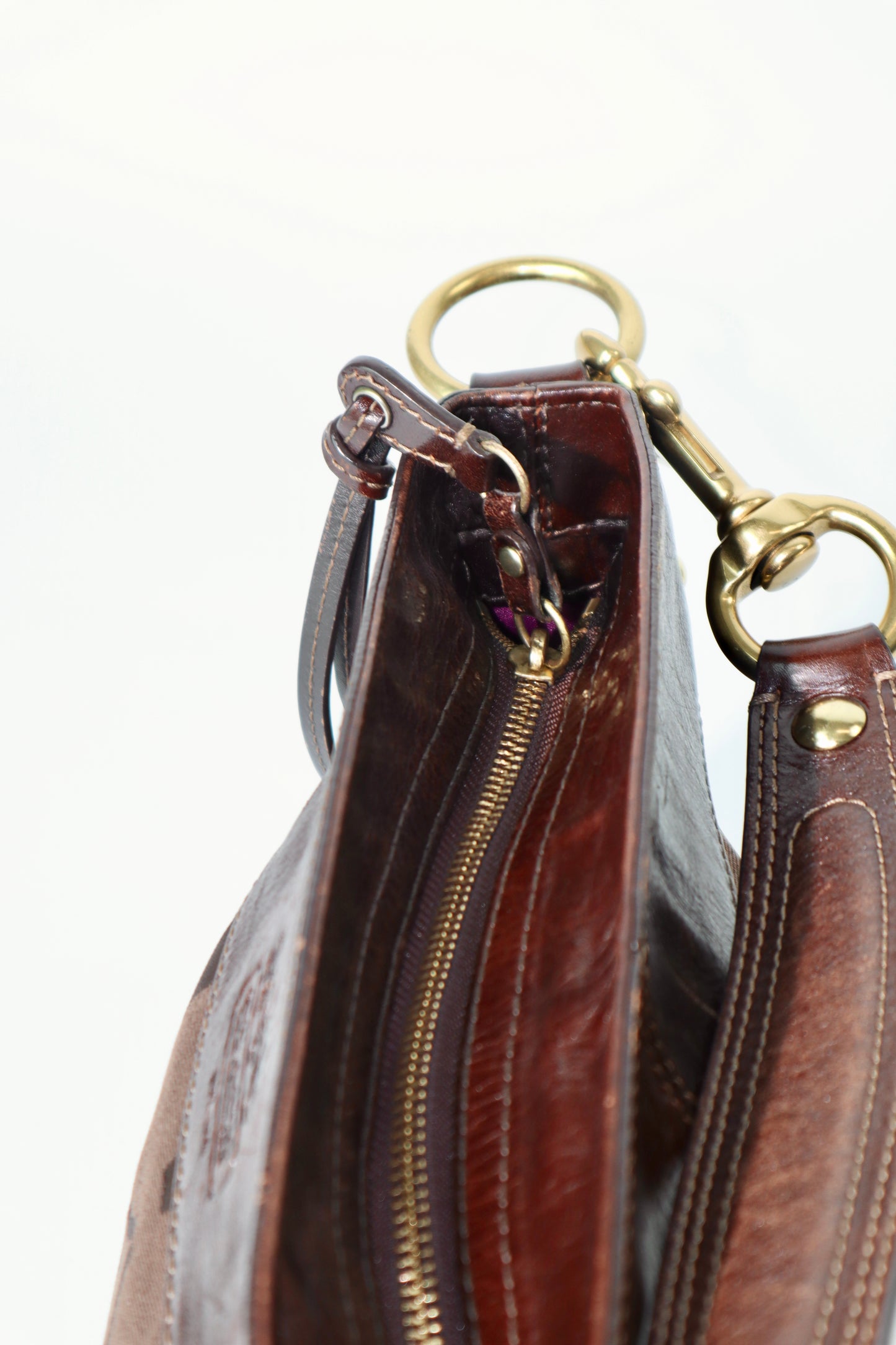 Vintage Coach Zoe Schultertasche in Schokoladenbraun - 12657