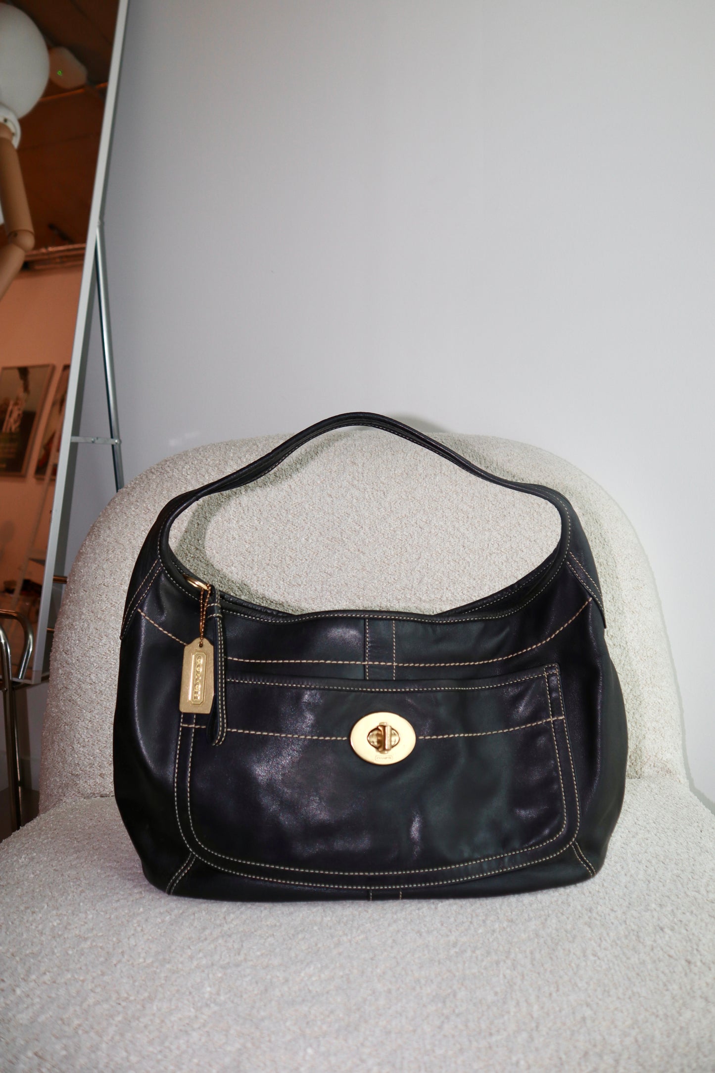Coach Signature Large Ergo in with Turn-Lock in Black leather - 10741