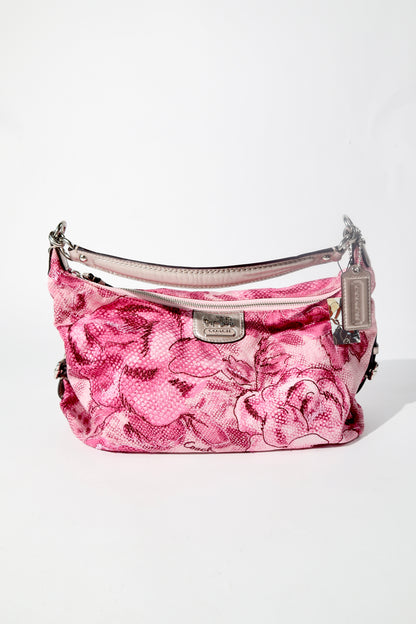 Coach Madison Floral Hobo Bag with a Snake-Embossed Canvas in Pink - 19644