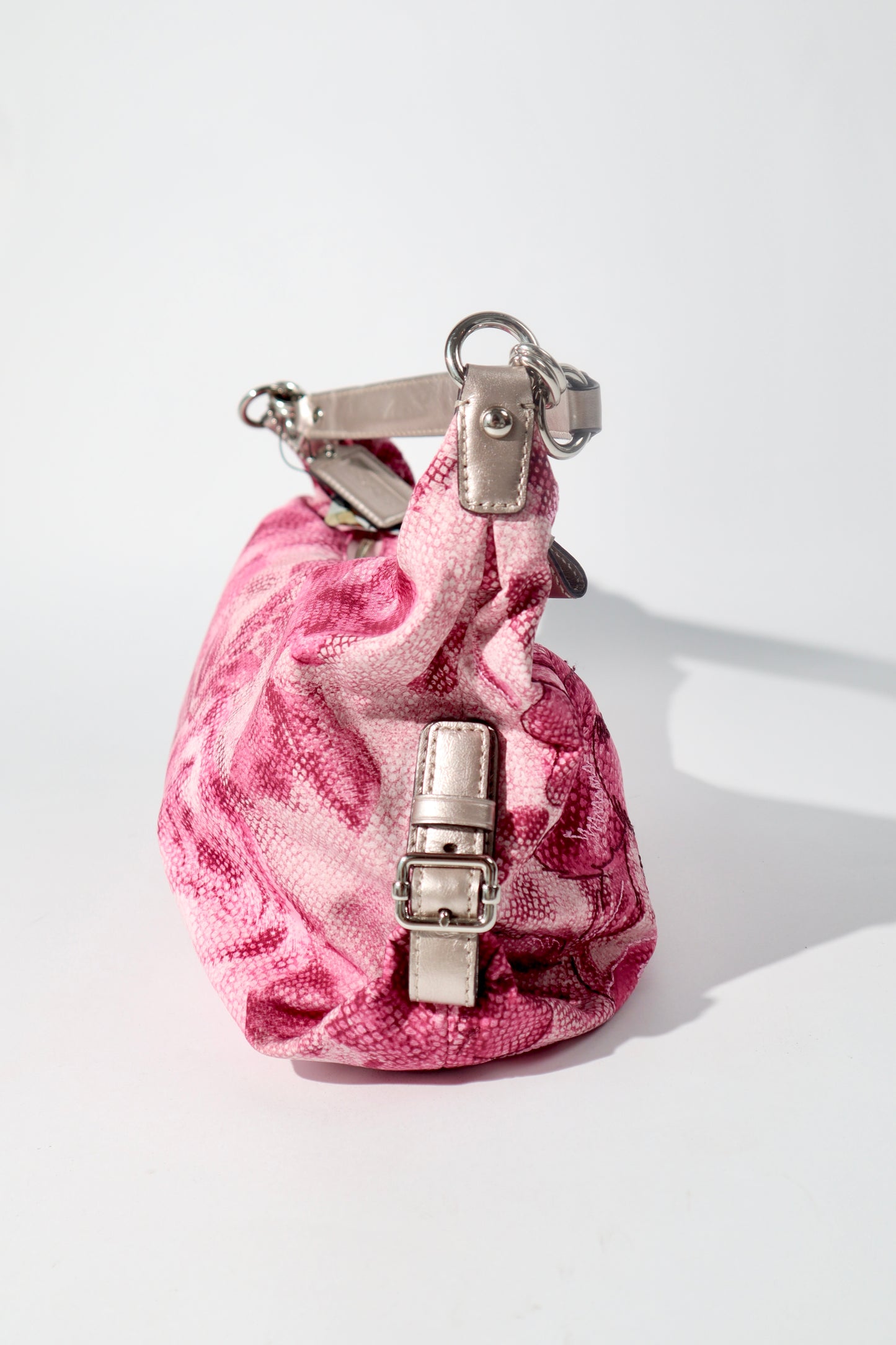 Coach Madison Floral Hobo Bag with a Snake-Embossed Canvas in Pink - 19644