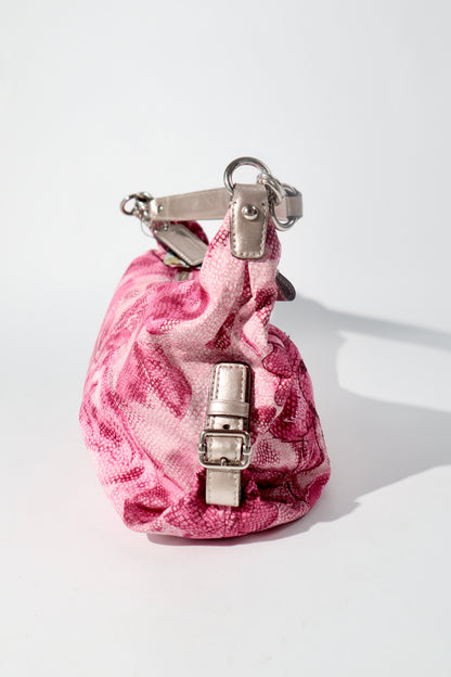 Coach Madison Floral Hobo Bag with a Snake-Embossed Canvas in Pink - 19644