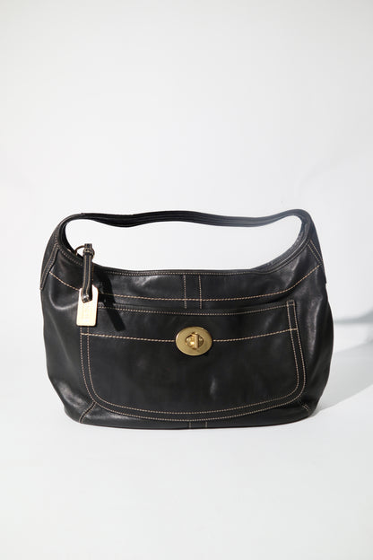 Coach Signature Large Ergo in with Turn-Lock in Black leather - 10741