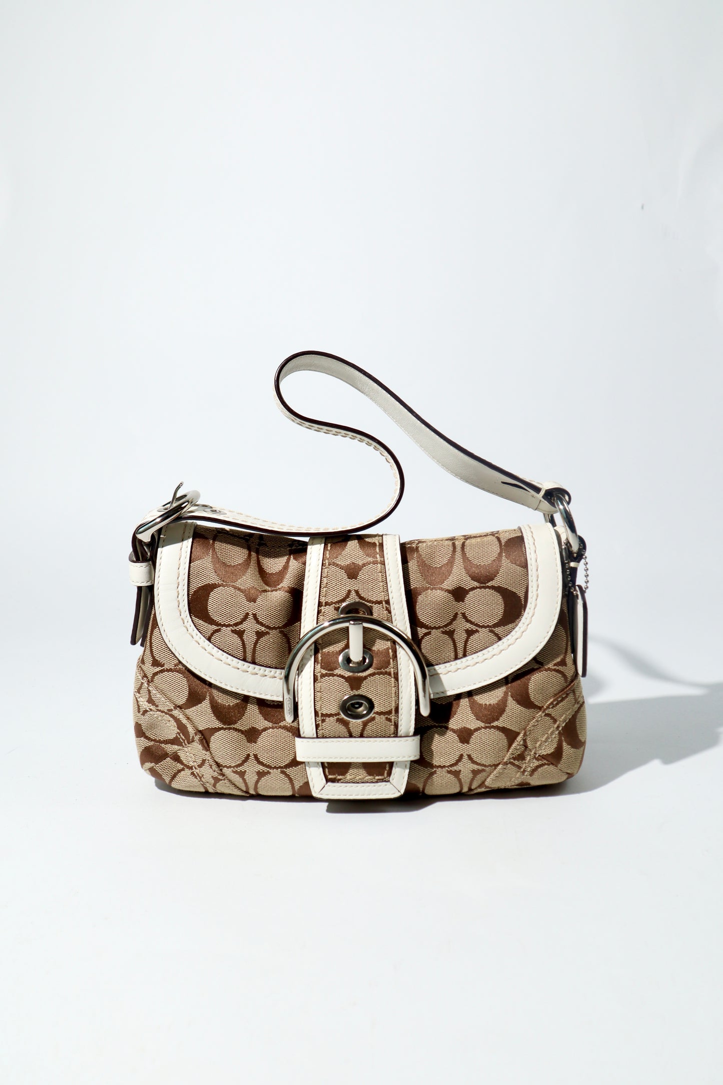 Vintage Coach 2005 Signature Soho White Belt Shoulder Bag - 10296