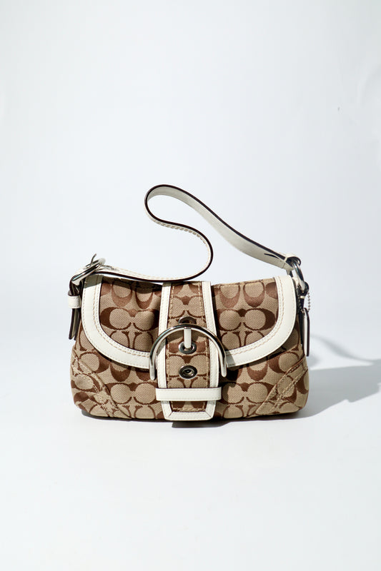 Vintage Coach 2005 Signature Soho White Belt Shoulder Bag - 10296