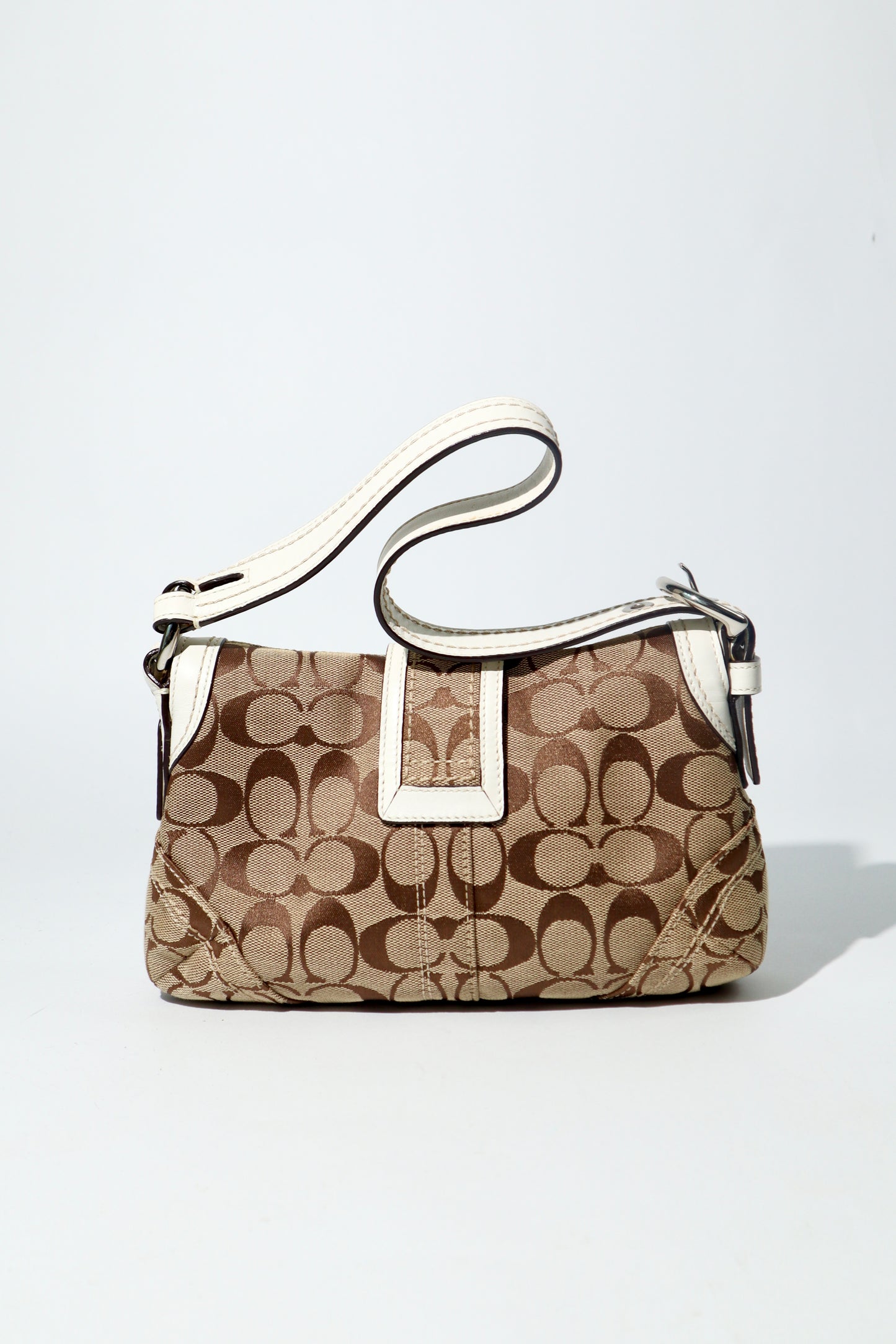 Vintage Coach 2005 Signature Soho White Belt Shoulder Bag - 10296