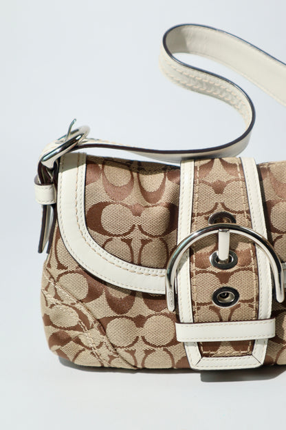 Vintage Coach 2005 Signature Soho White Belt Shoulder Bag - 10296