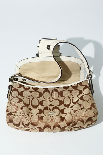 Vintage Coach 2005 Signature Soho White Belt Shoulder Bag - 10296