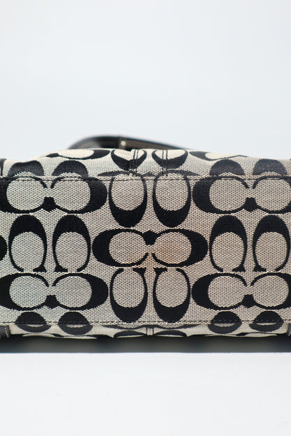 Coach Hamptons Signature Carryall in Black/Grey with Silver Turn-lock - F13975